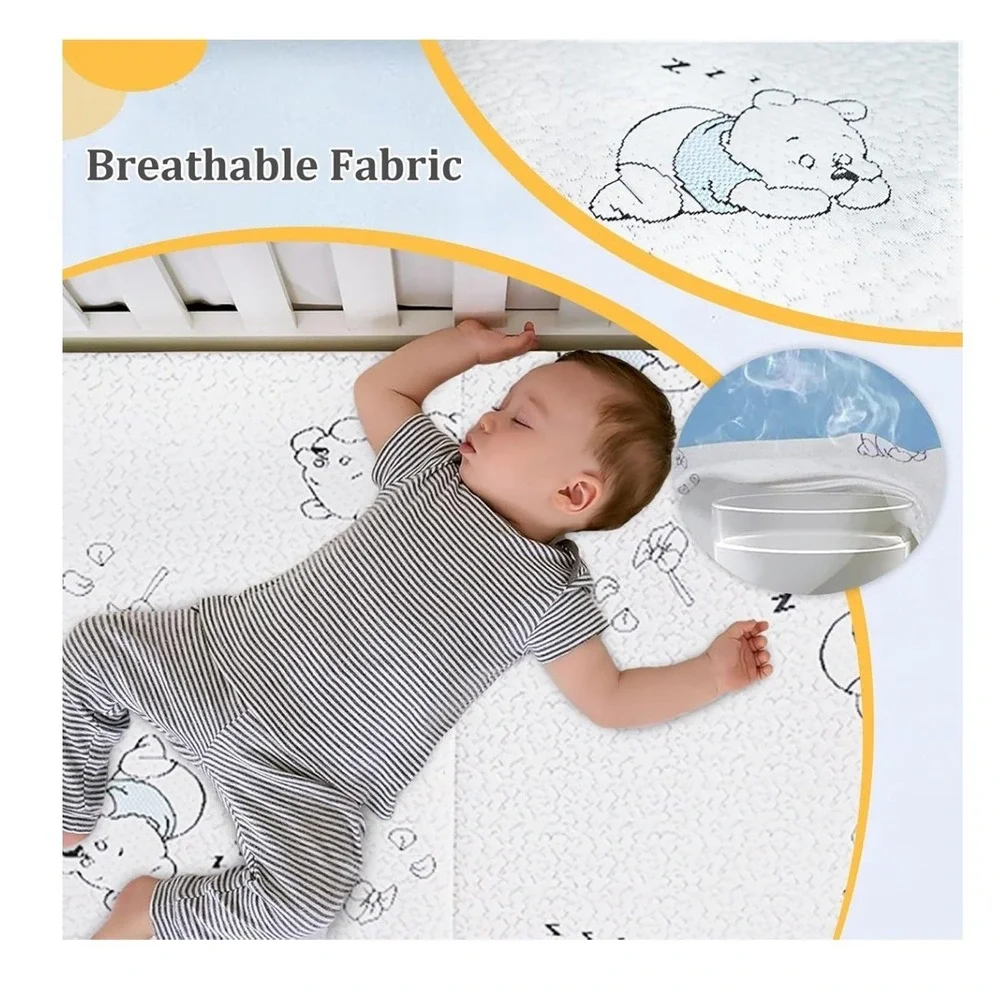 ESJAYING 3 In Tri-Fold Pack N Play Mattress Memory Foam Portable White Bear New